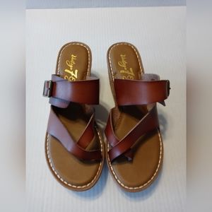 Vintage 7 Eight Women's Sandals Brown Size 8M Cork Chunky Heels